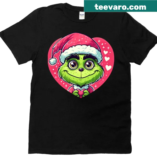Kawaii Grinch Christmas art with heart design