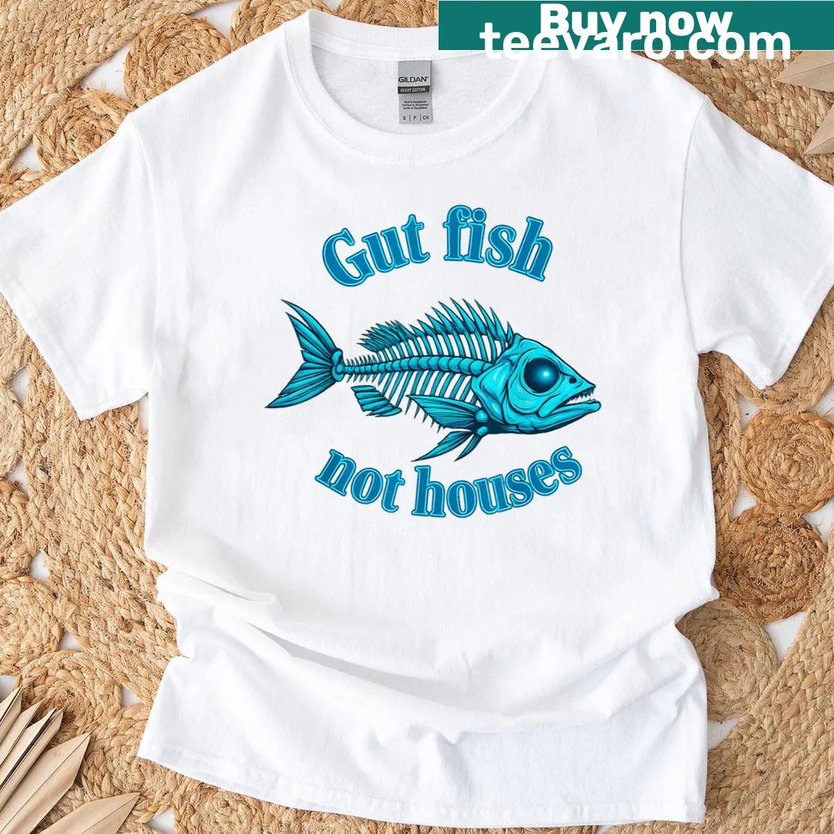Typographic quote t-shirt promoting coastal life and nature. — on a men's t-shirt