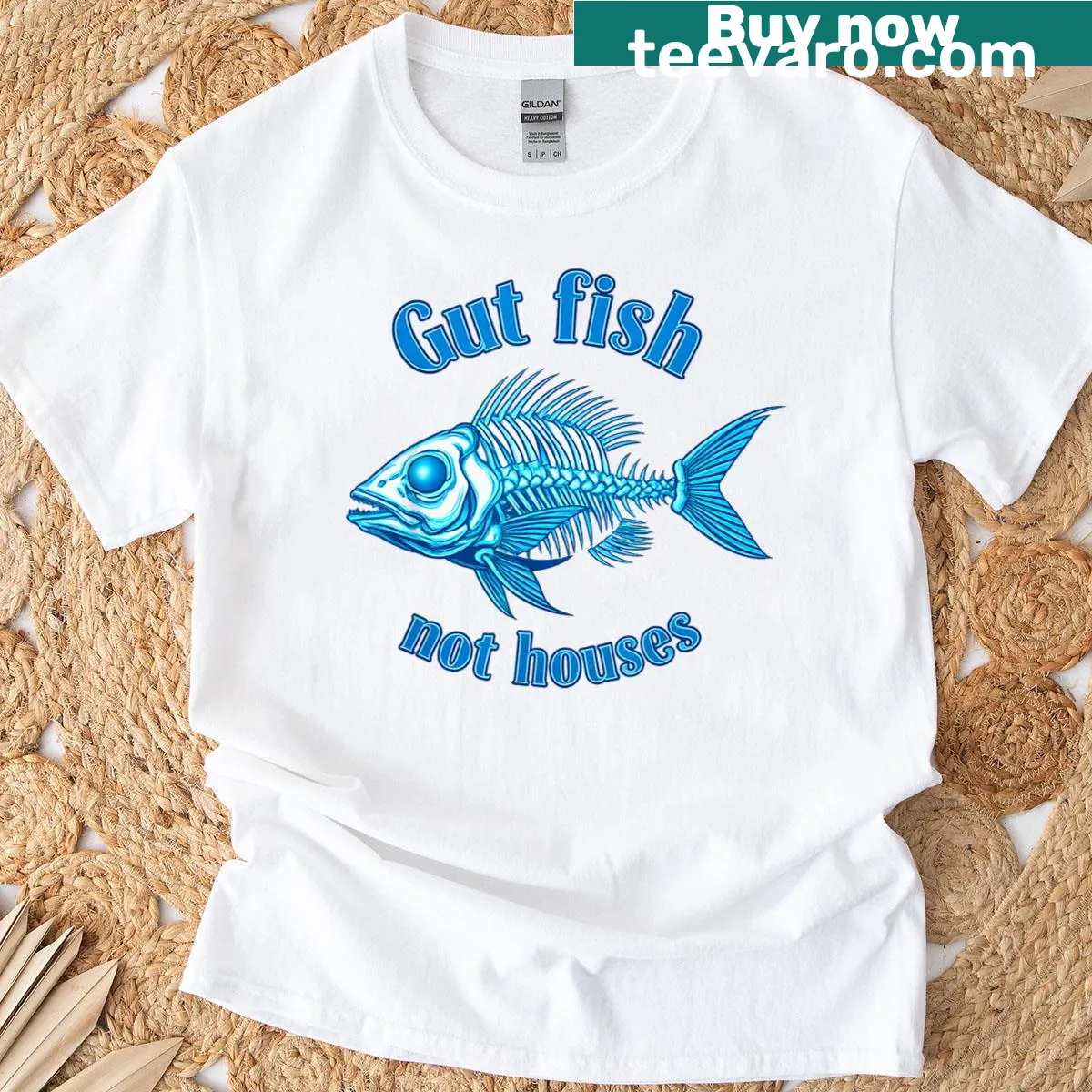 Humorous fishing T-shirt with a graphic promoting ocean conservation — on a men's t-shirt
