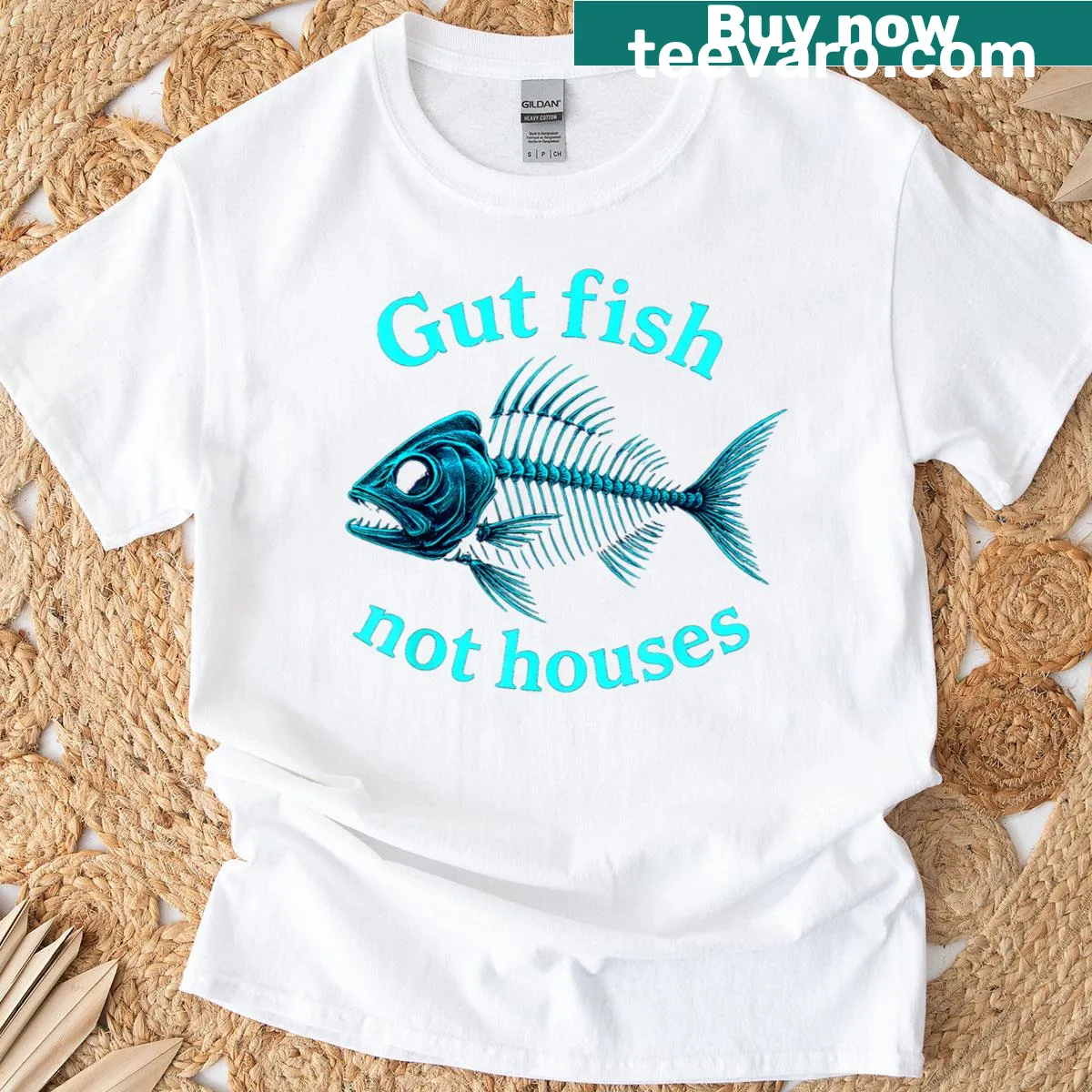 Vintage tee with humorous fishing message and rustic design — on a men's t-shirt