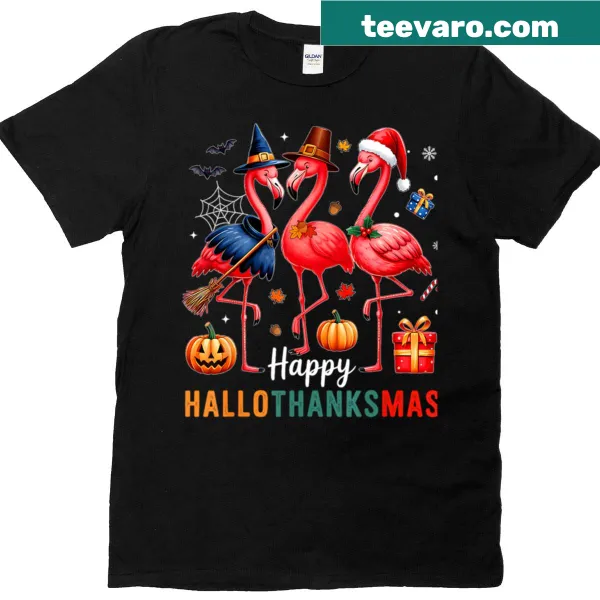 Vintage T-shirt featuring a Merry Christmas tree for Hallothanksmas