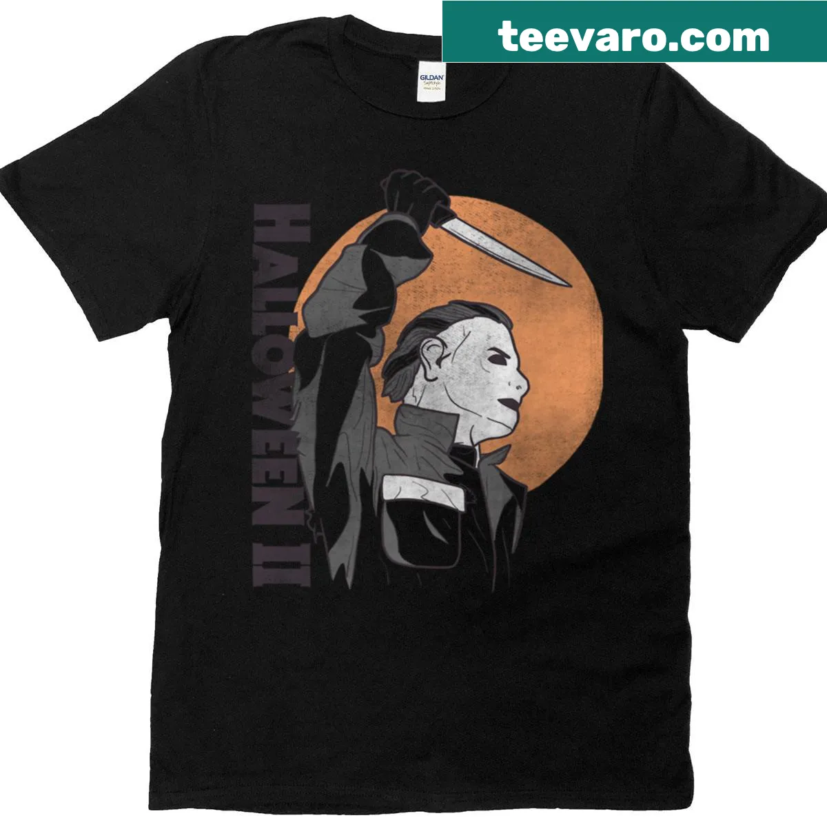 Michael Myers full moon portrait t-shirt from Halloween 2 — on a men's t-shirt