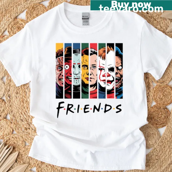 Halloween-themed T-shirt with line-art graphics