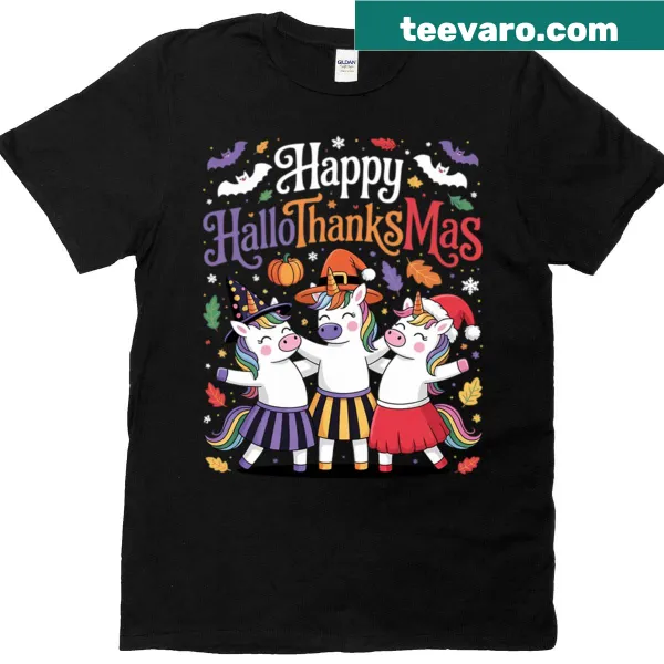 Cartoon dabbing unicorn design for Halloween and Thanksgiving on a t-shirt