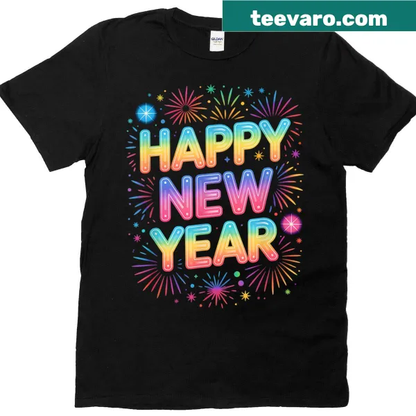 New Year 2026 design with balloons and fireworks