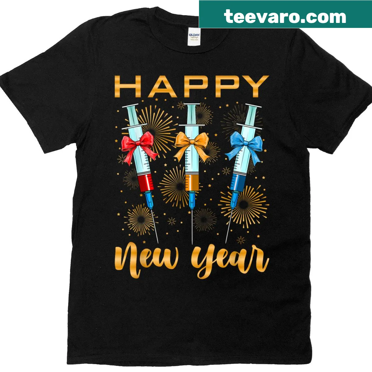 Happy New Year Nurse t-shirt with bow for 2026 celebration — on a men's t-shirt
