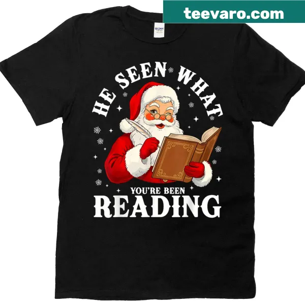 Funny Christmas T-shirt with text about reading habits