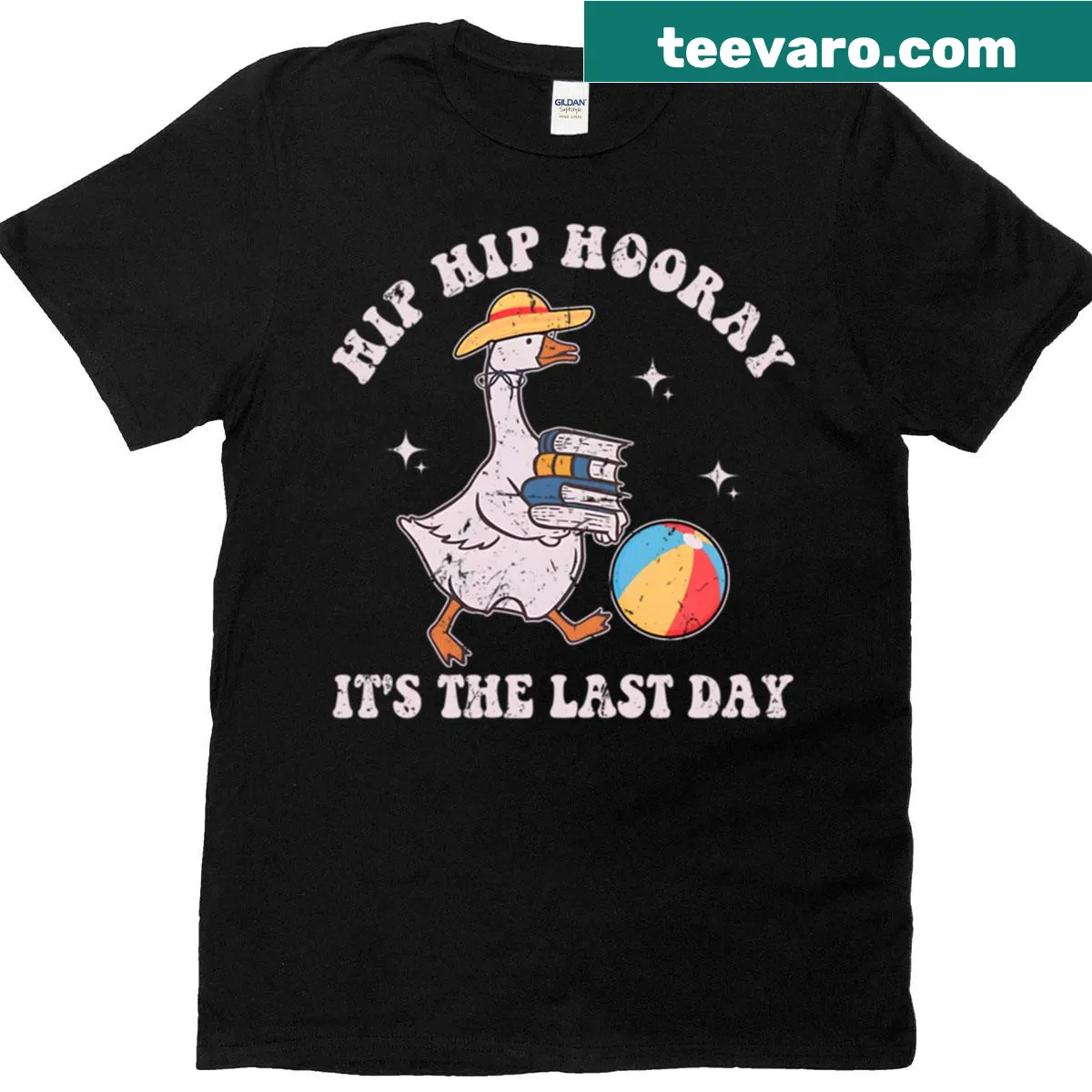 Fun t-shirt with 'Hip Hop Hooray It's The Last Day' text — on a men's t-shirt