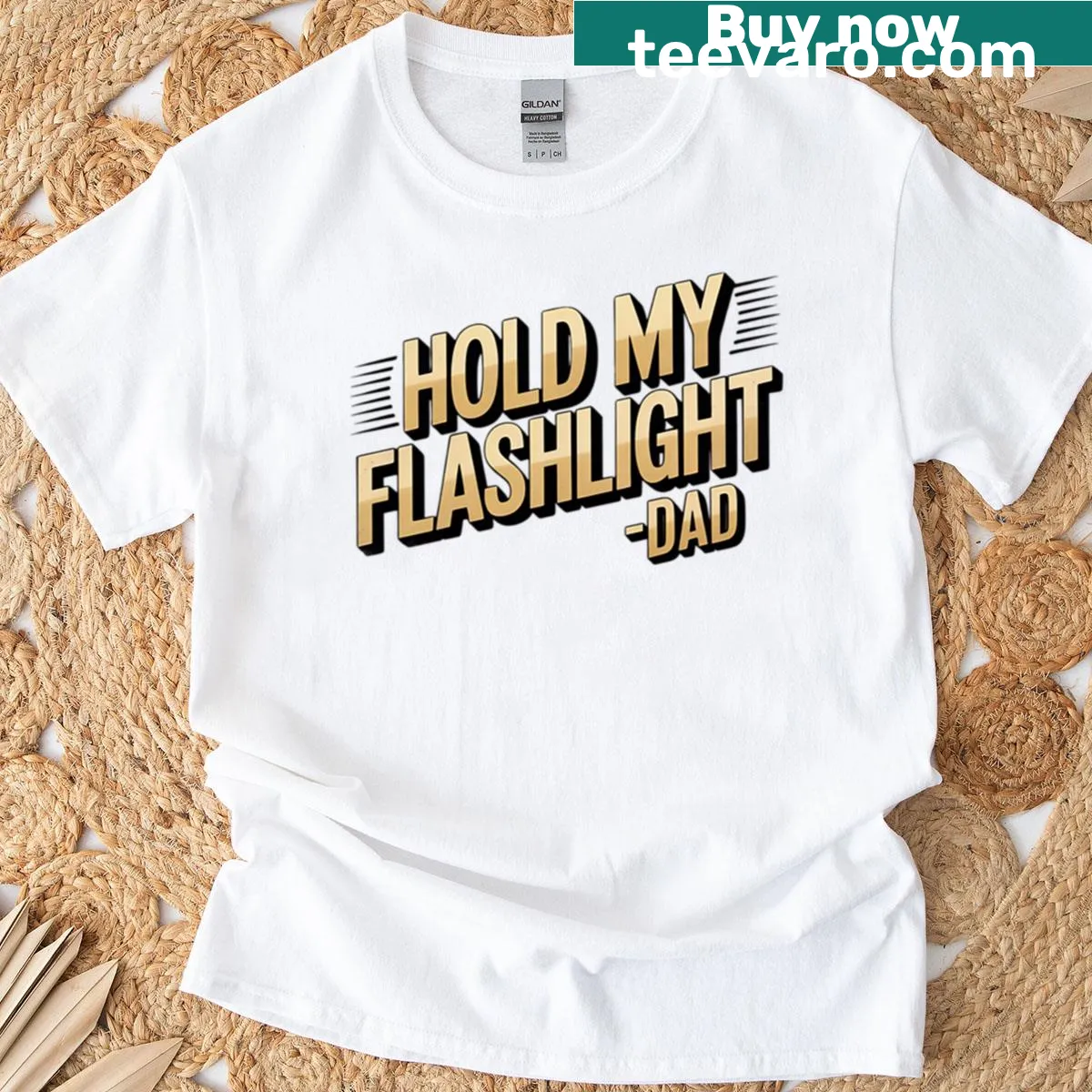 Proud dad T-shirt with a humorous phrase about flashlights — on a men's t-shirt