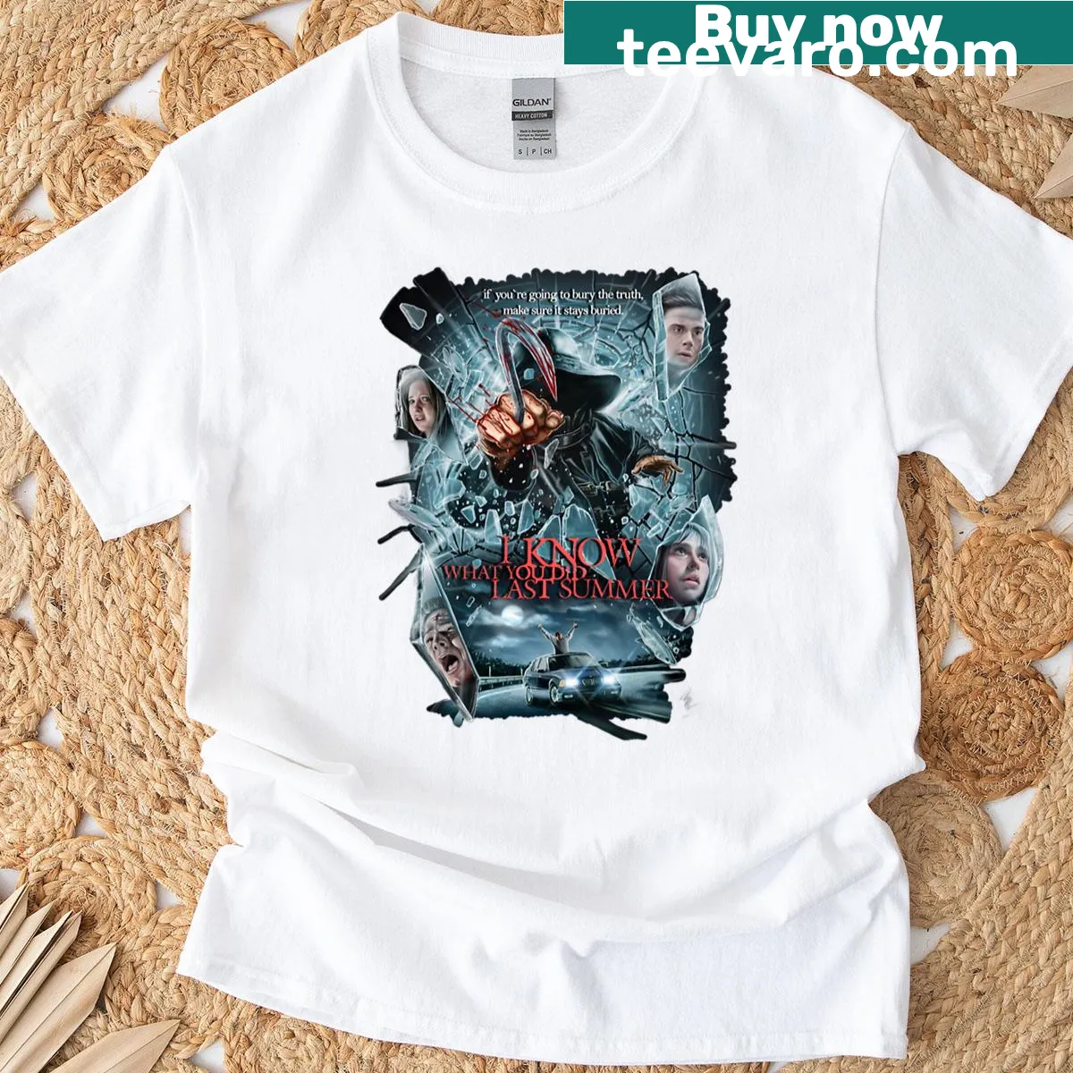 Bold T-shirt featuring text 'I Know What You Did Last Summer' — on a men's t-shirt
