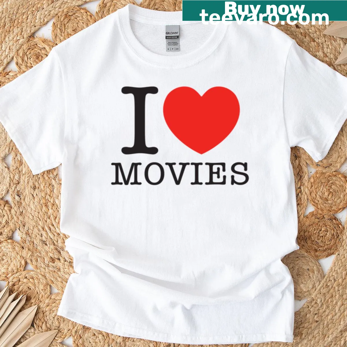 I Love Movies t-shirt with charming typography — on a men's t-shirt