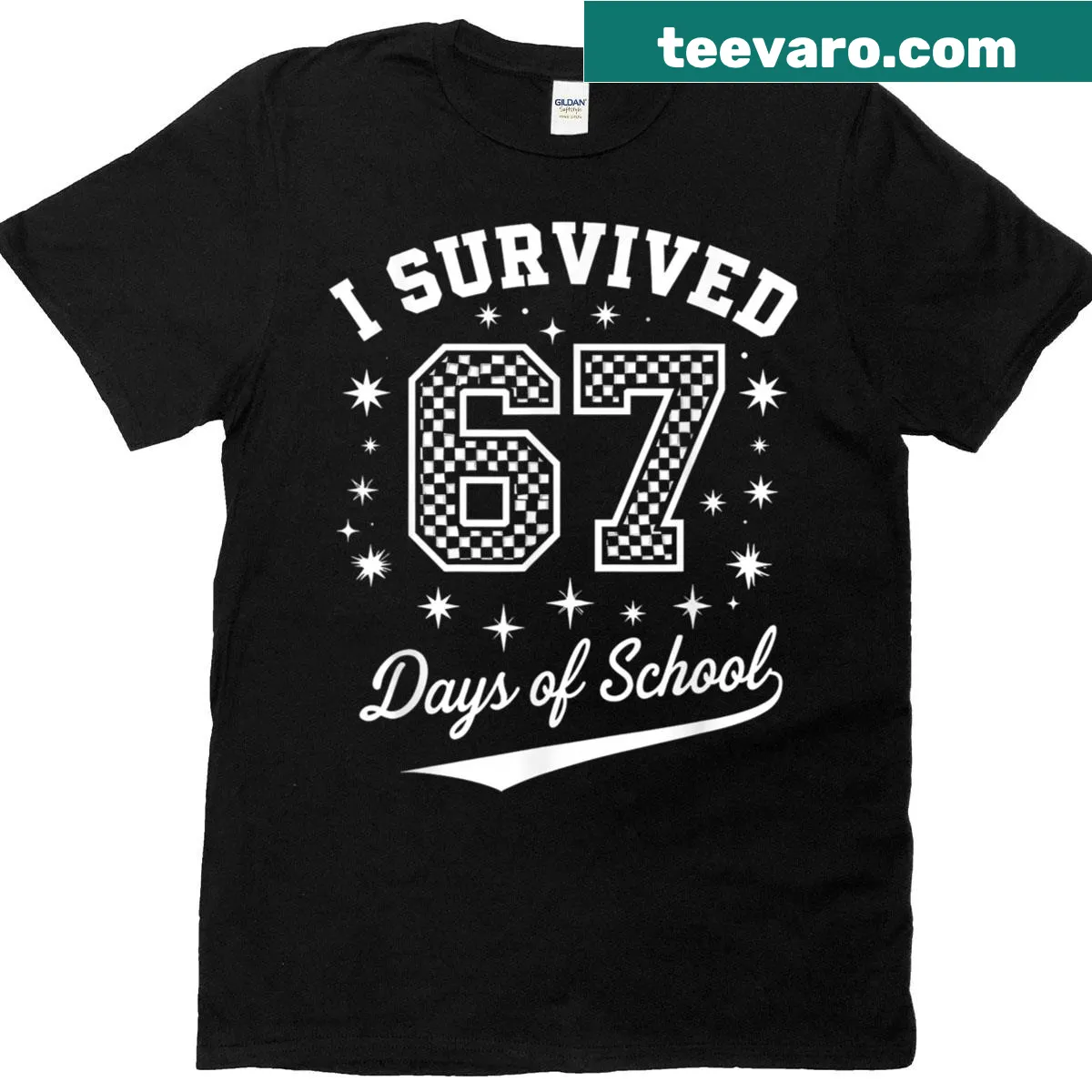 Funny student and teacher T-shirt celebrating survival of school days — on a men's t-shirt