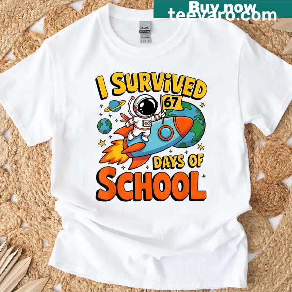 Humorous T-shirt for teachers celebrating surviving the school year
