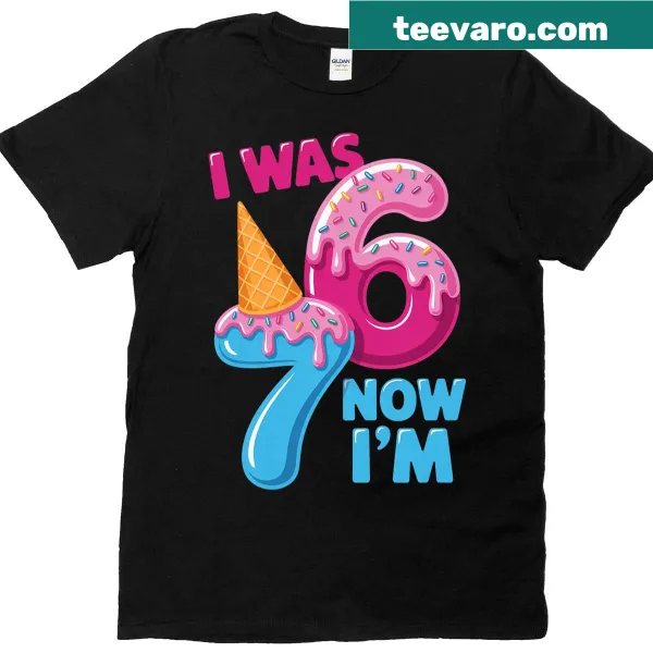 Fun ice cream birthday shirt for kids turning seven