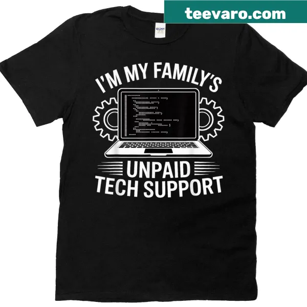 Funny T-shirt for unpaid tech support featuring humorous design