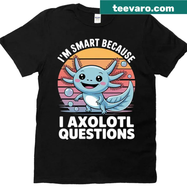Funny kids T-shirt featuring a cartoon axolotl and a pun.