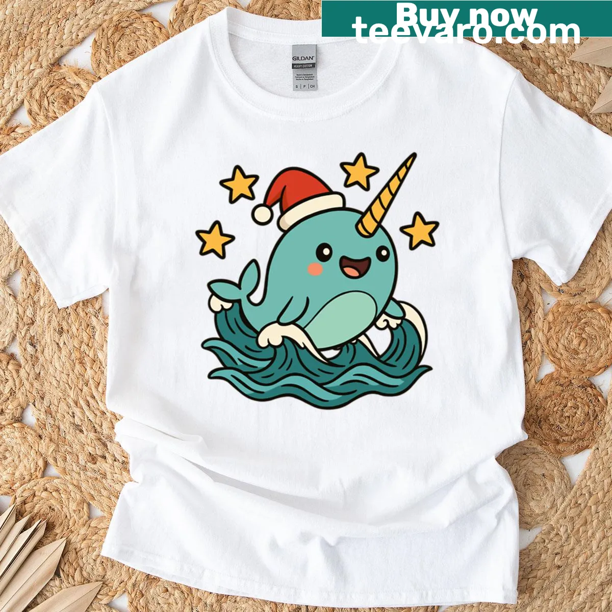 Cute narwhal illustration on a t-shirt — on a men's t-shirt