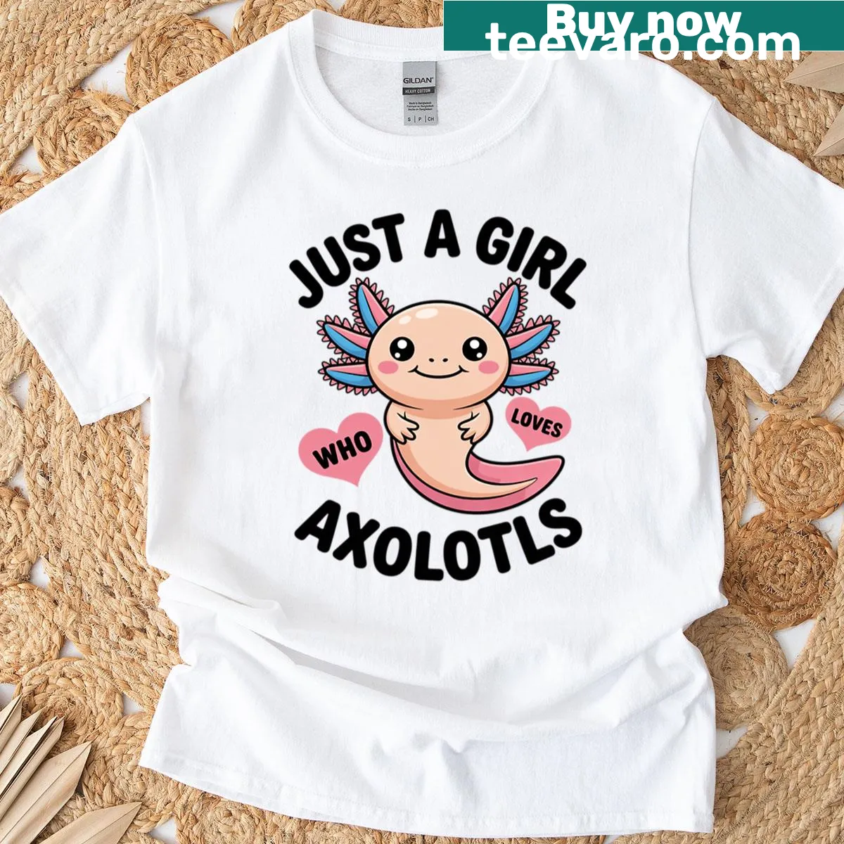 Cute T-shirt featuring an axolotl design — on a men's t-shirt