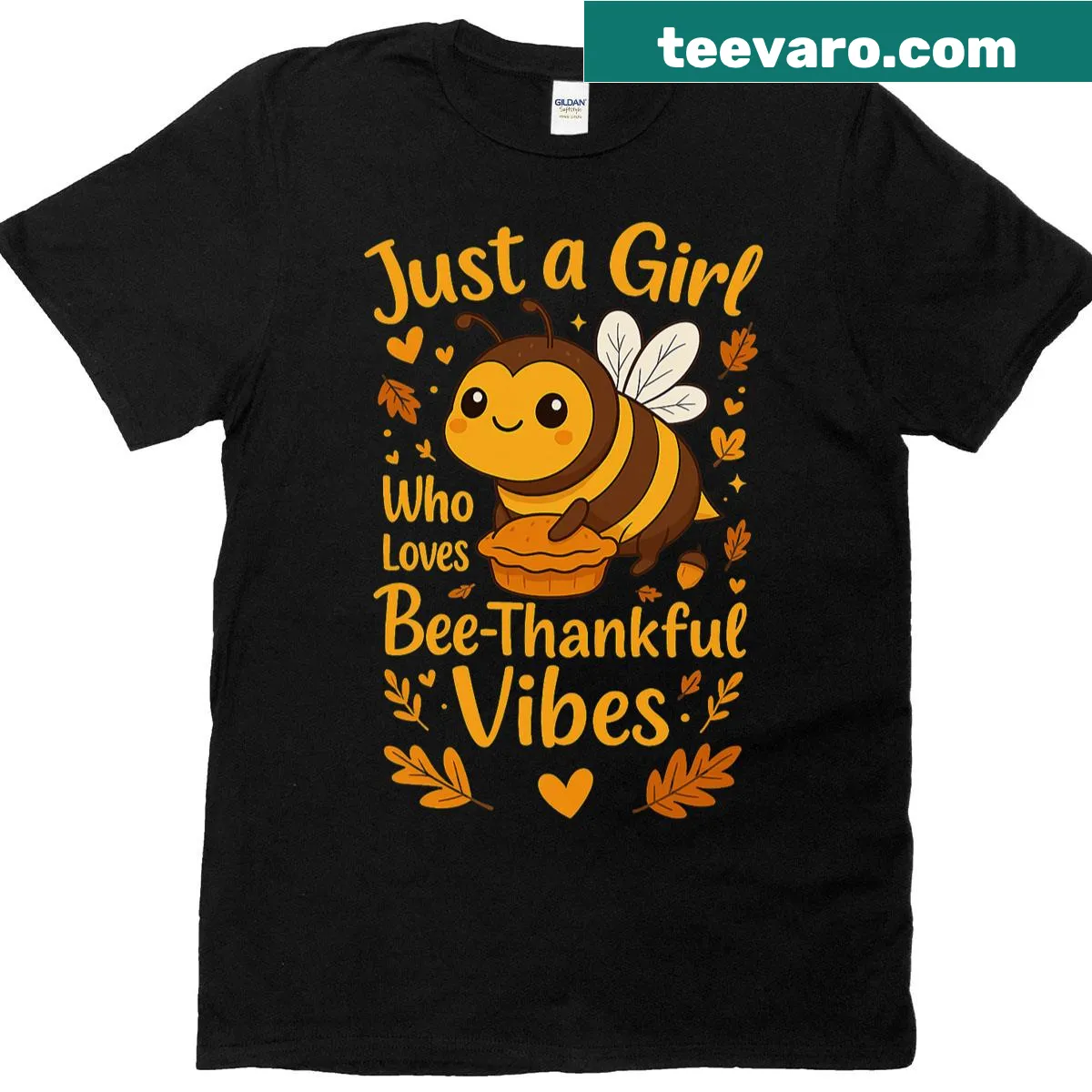 Cute T-shirt with a bee illustration and 'Bee Thankful' text for Thanksgiving — on a men's t-shirt