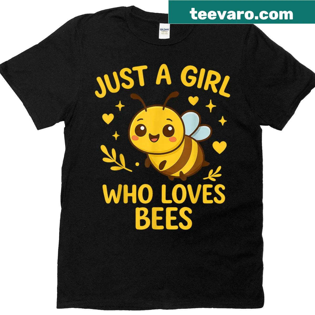 Cute graphic tee with a bee design for girls — on a men's t-shirt