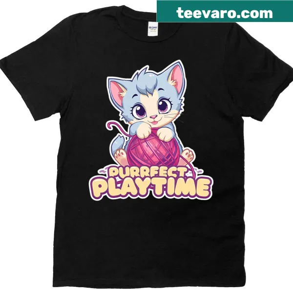 Cute t-shirt featuring playful kittens and yarn balls