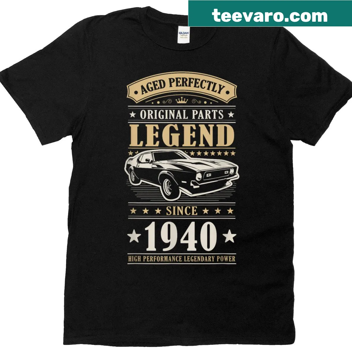 Bold typography design celebrating legends born in 1940 on a T-shirt — on a men's t-shirt