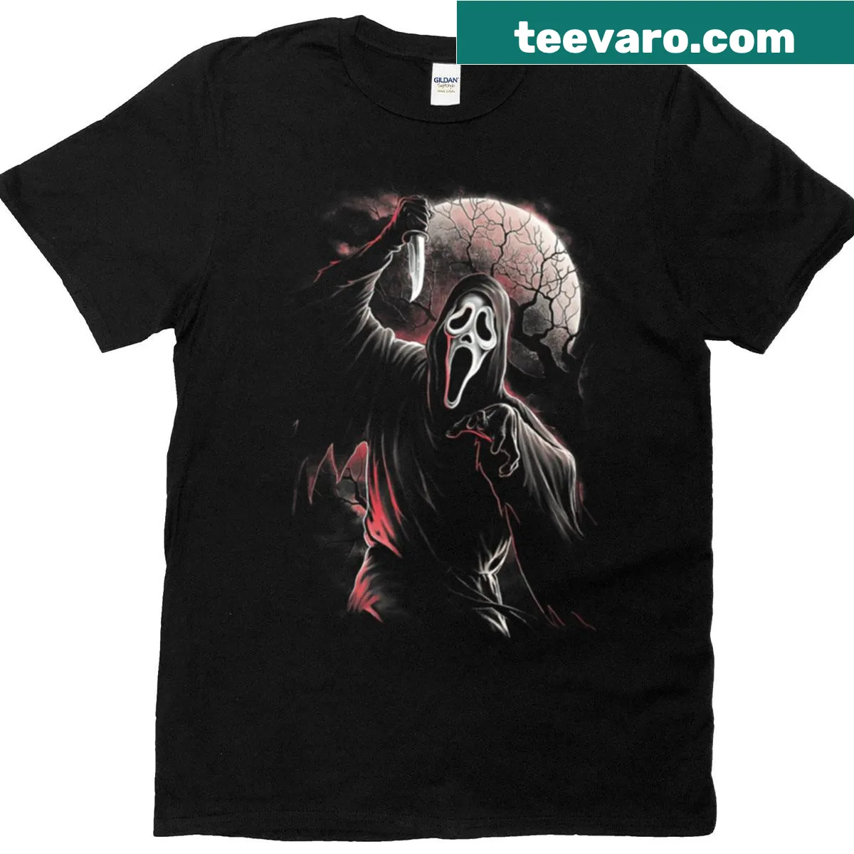 Edgy typography design promoting horror movie watching on a T-shirt — on a men's t-shirt