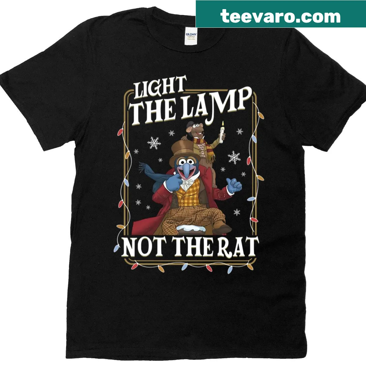 T-shirt with humorous text 'Light The Lamp Not The Rat' — on a men's t-shirt