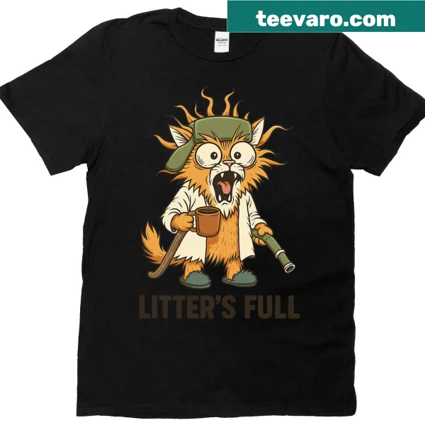 Whimsical Christmas cat illustration on T-shirt