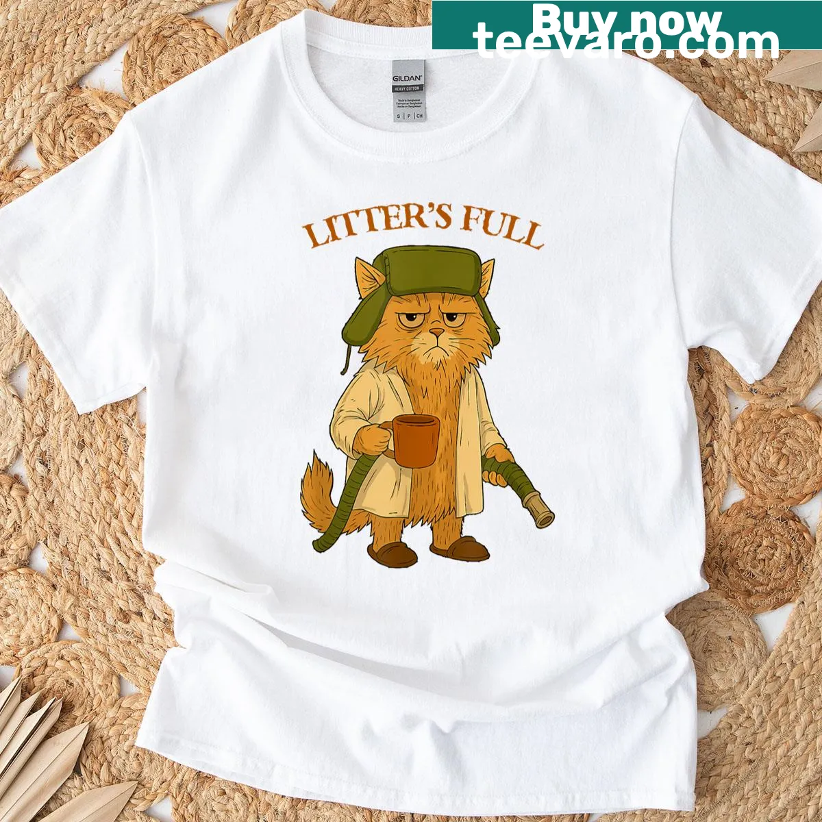 Funny cat parody t-shirt featuring playful cats — on a men's t-shirt