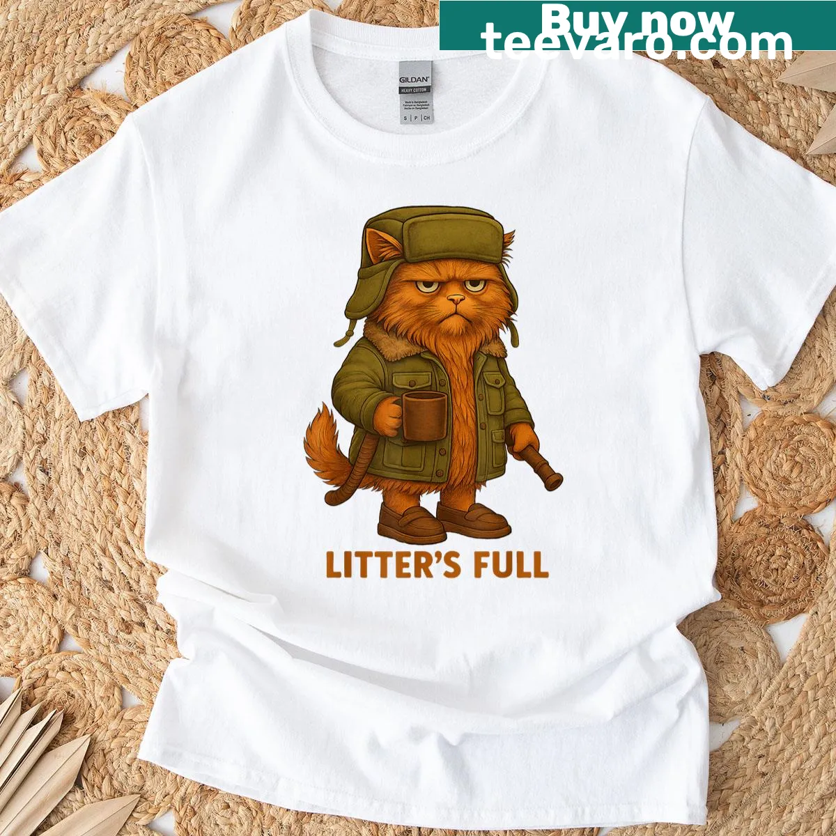 Funny Christmas T-shirt for cat lovers with coffee theme — on a men's t-shirt