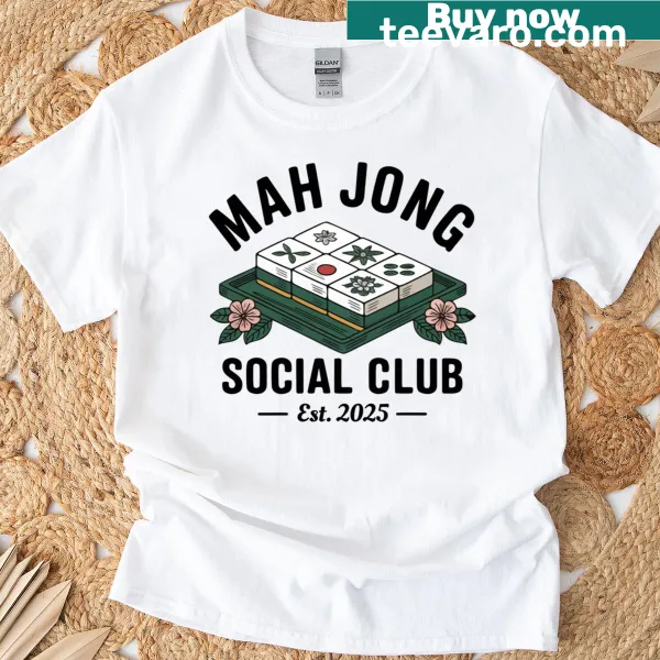 Vintage t-shirt celebrating Mahjong Club with distressed design