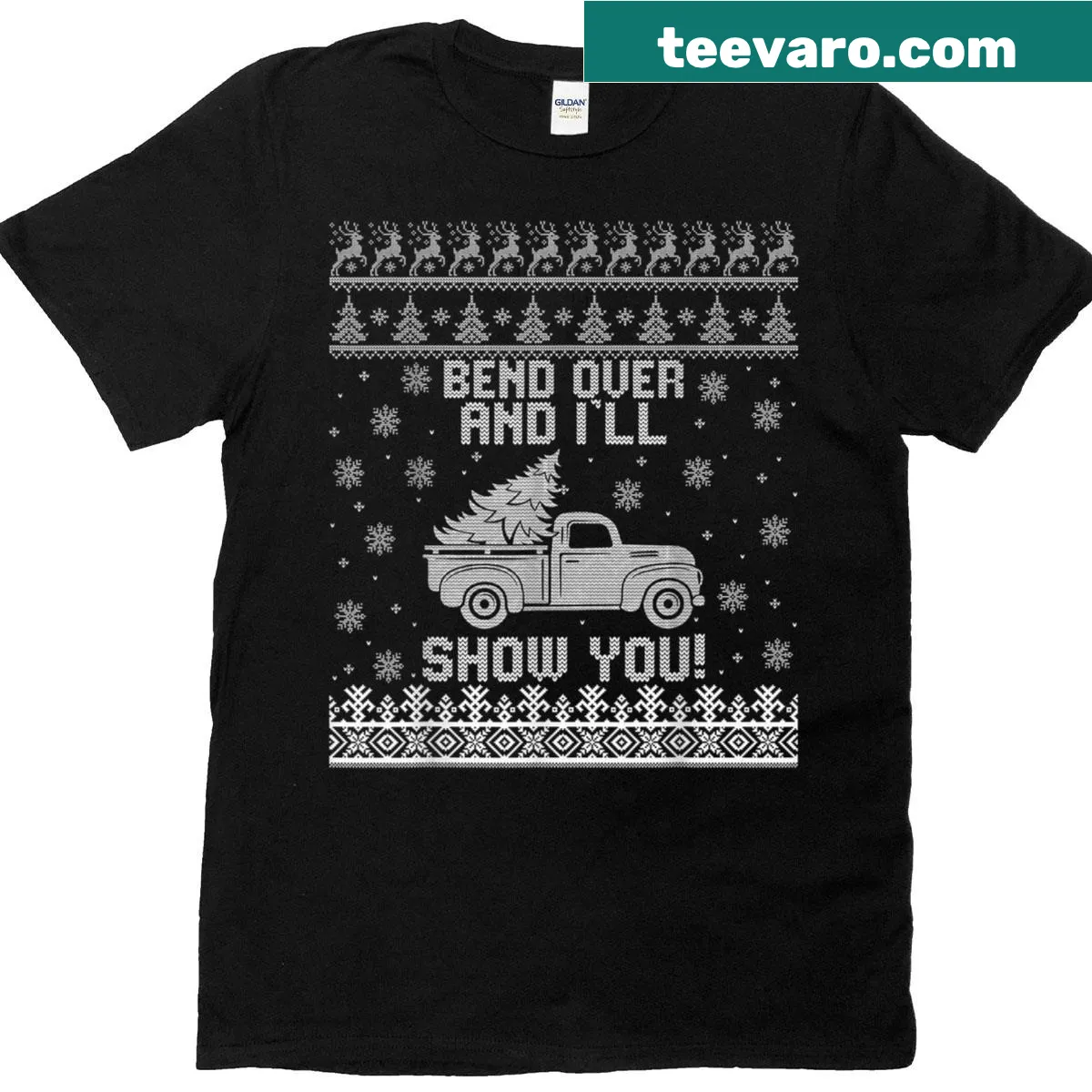Matching couple T-shirts with an ugly Christmas theme. — on a men's t-shirt