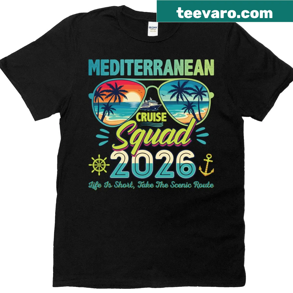 Family vacation t-shirt with the phrase Mediterranean Cruise Squad 2026 — on a men's t-shirt