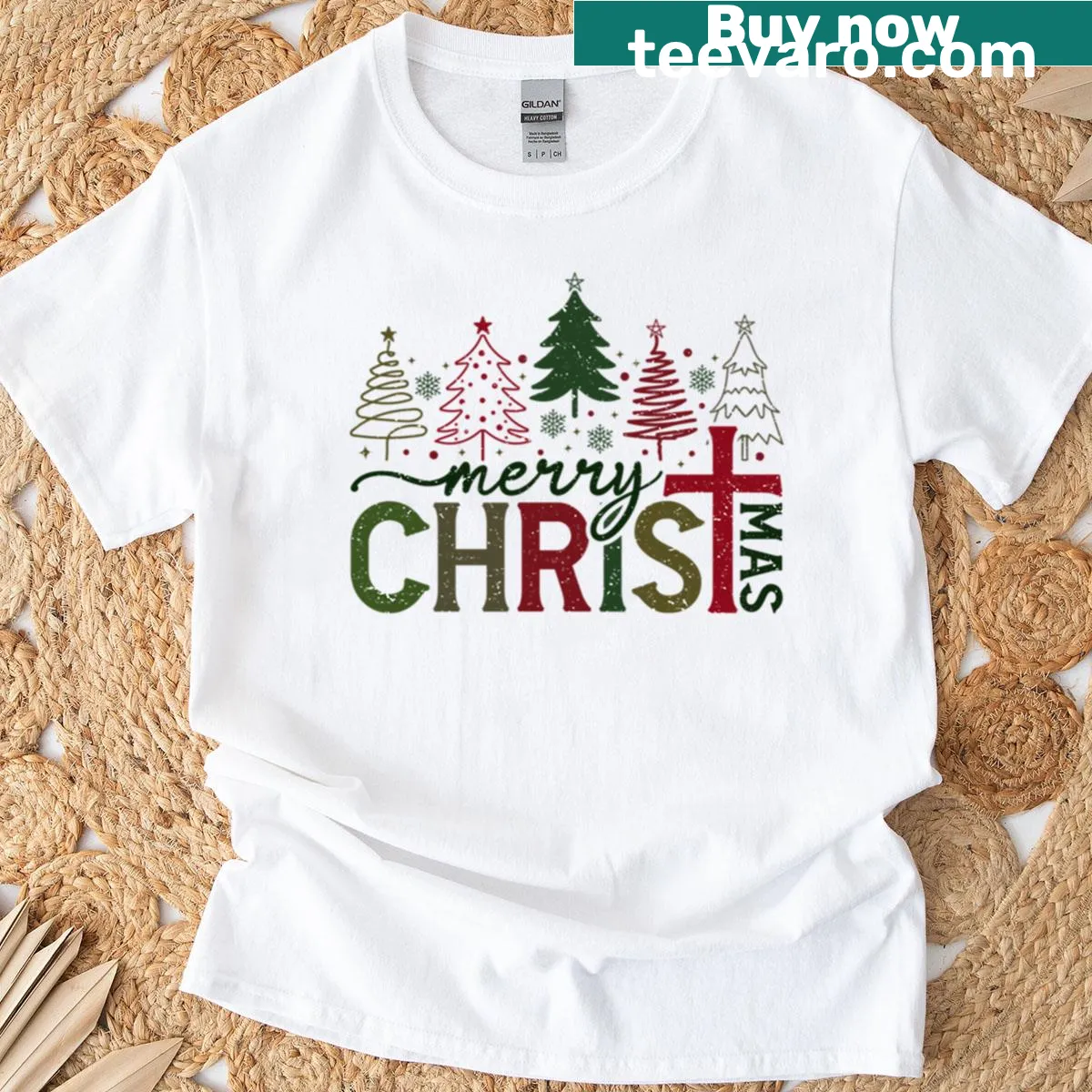 Cute Christmas trees illustration on a t-shirt — on a men's t-shirt
