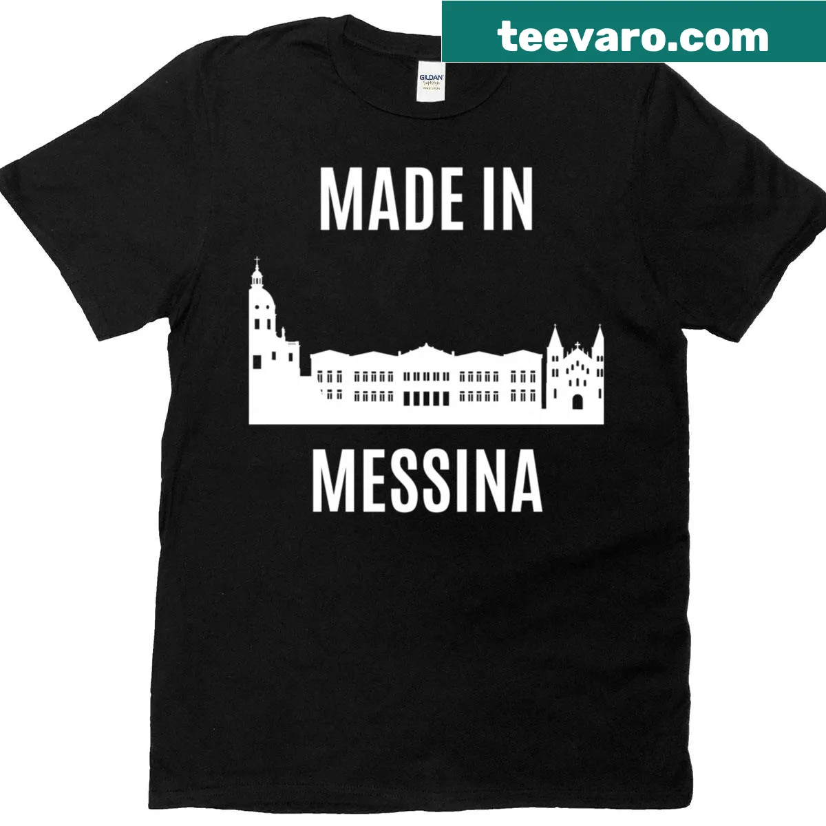 T-shirt souvenir of Messina, Italy — on a men's t-shirt