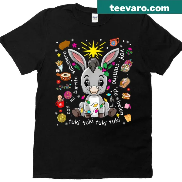 Cute cartoon donkey graphic t-shirt for Christmas