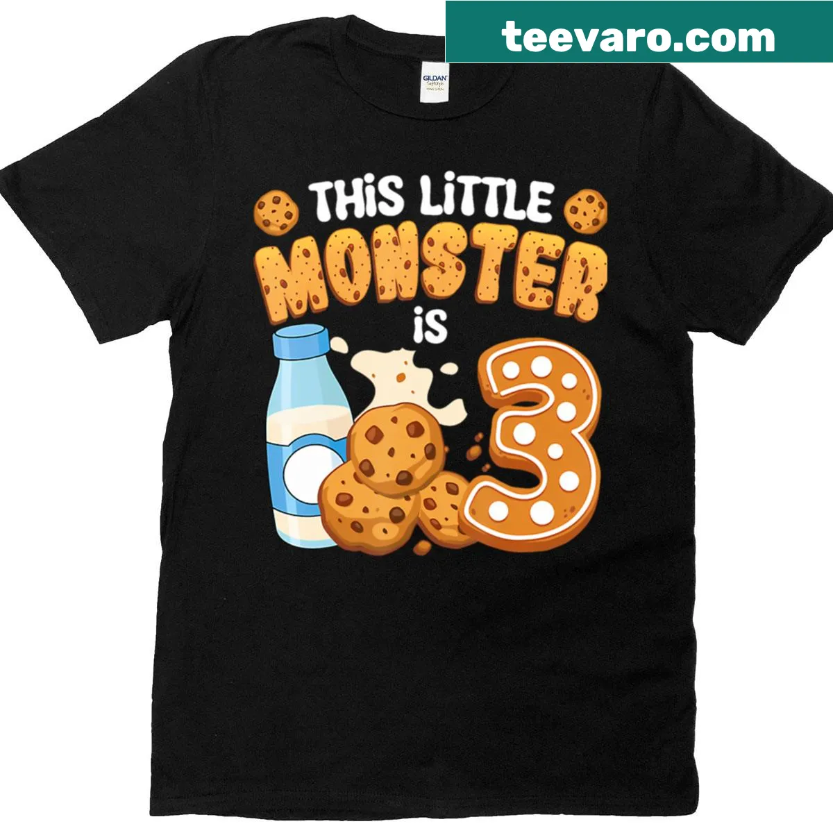 Funny birthday t-shirt for kids turning three — on a men's t-shirt