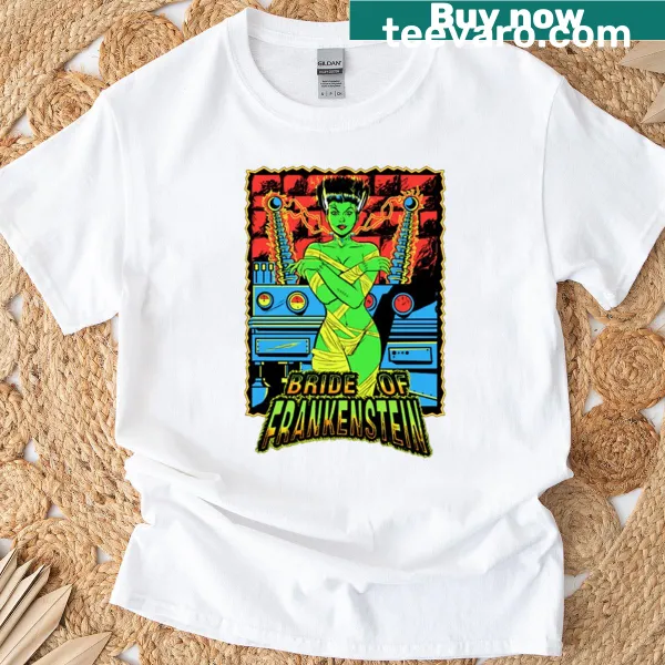 Retro art t-shirt featuring a monster bride design