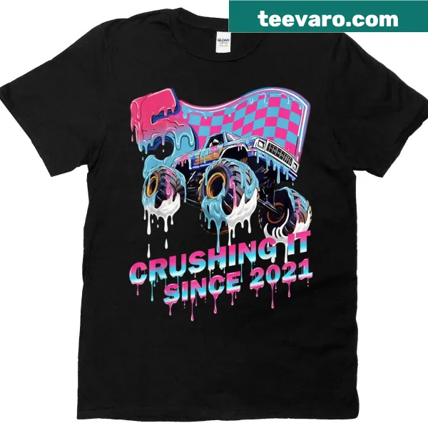 Birthday t-shirt with monster truck graphic and fun text