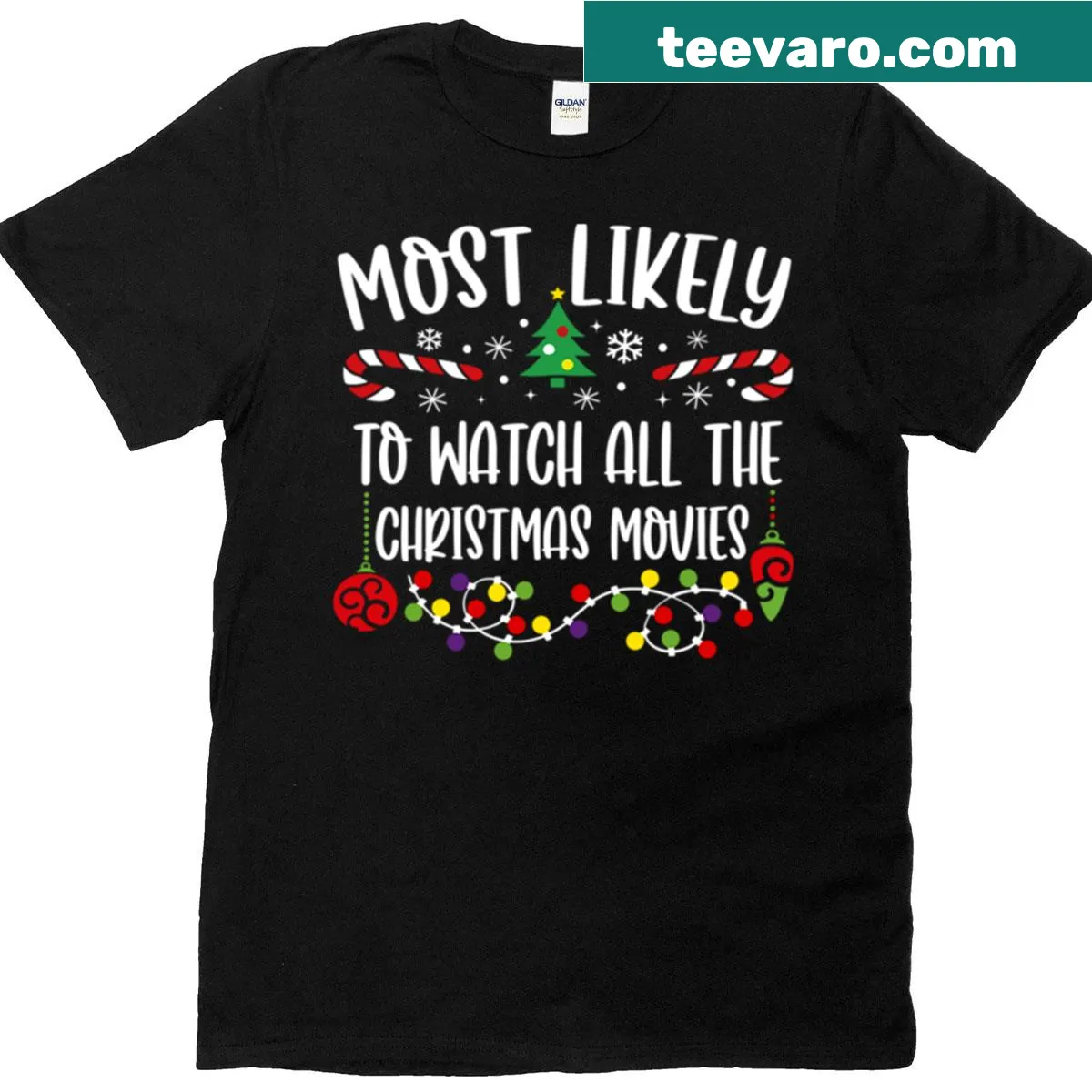 Funny T-shirt with text about watching Christmas movies — on a men's t-shirt
