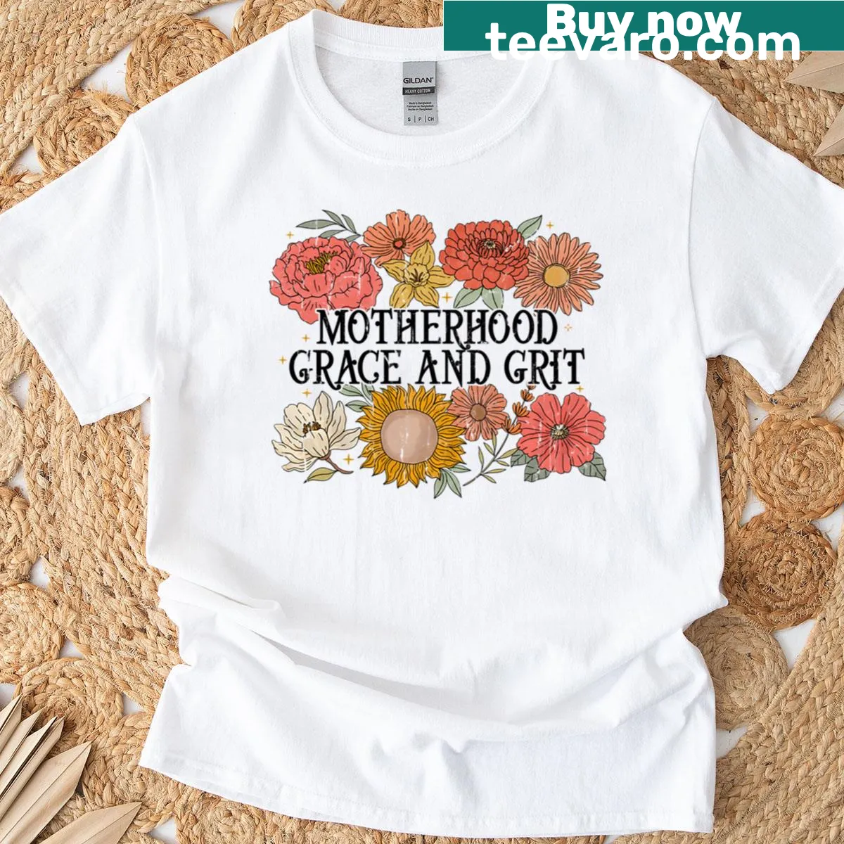 Sentimental t-shirt displaying the phrase Grace and Grit for mothers — on a men's t-shirt