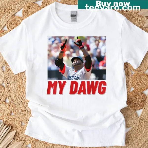 Fun T-shirt with the phrase 'My Dawg' for dog lovers in a casual design.