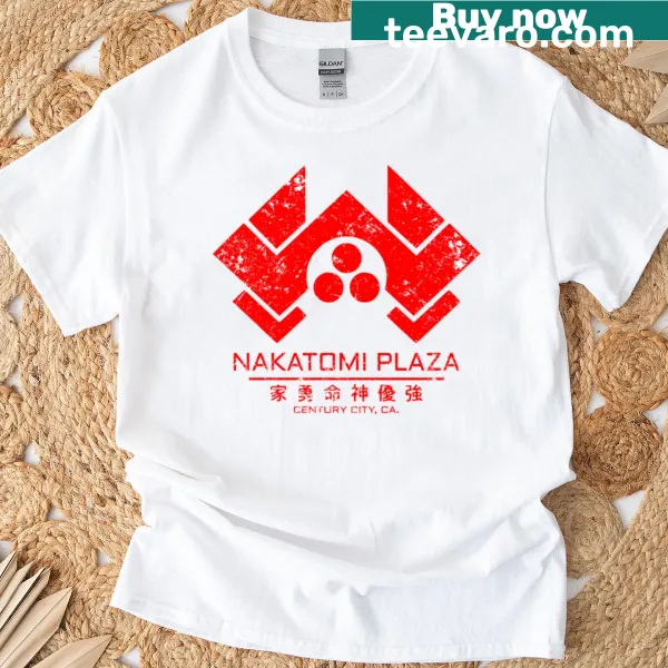 Vintage-style Nakatomi Plaza T-shirt featuring iconic silhouette