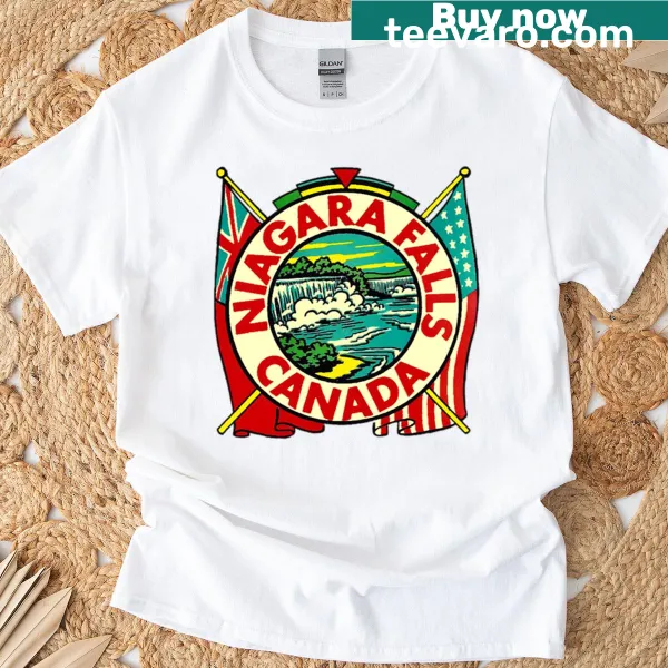 Vintage travel decal design T-shirt featuring Niagara Falls