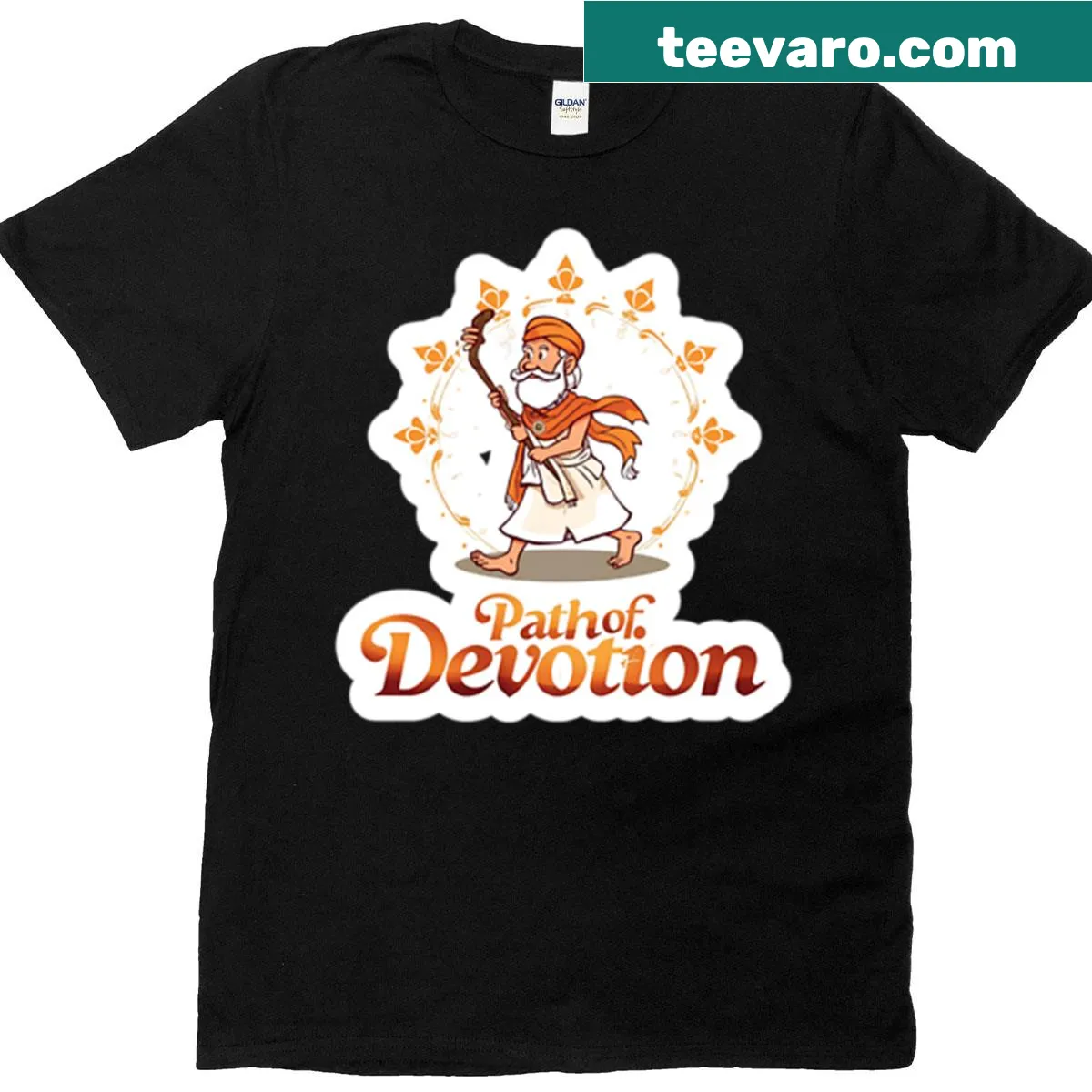 Inspirational t-shirt with 'Path of Devotion' text — on a men's t-shirt