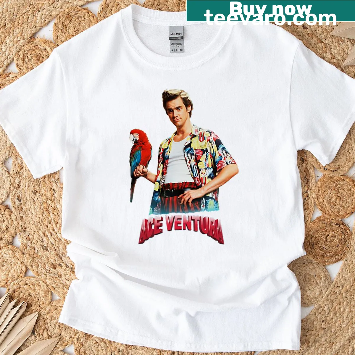 Cartoon-style graphic t-shirt featuring a pet detective theme — on a men's t-shirt
