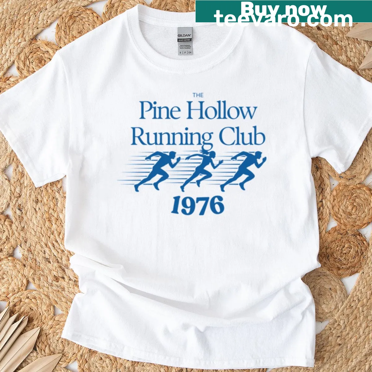 Illustrated Pine Hollow Running Club T-shirt for fitness enthusiasts — on a men's t-shirt