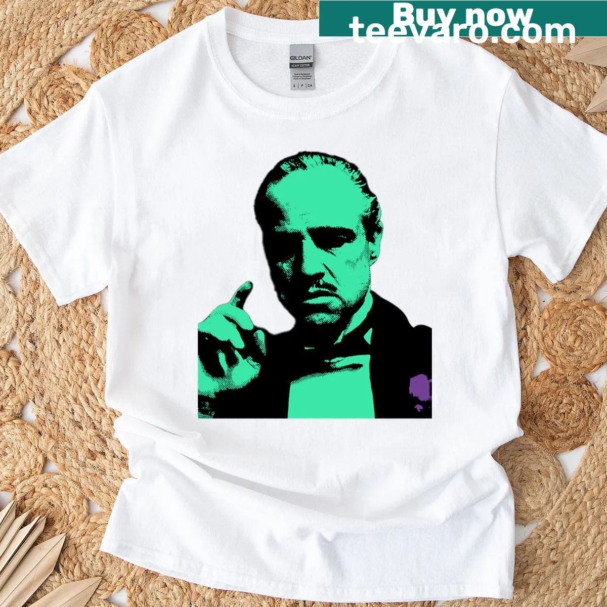 Pop Art Godfather t-shirt with classic movie graphic — on a men's t-shirt