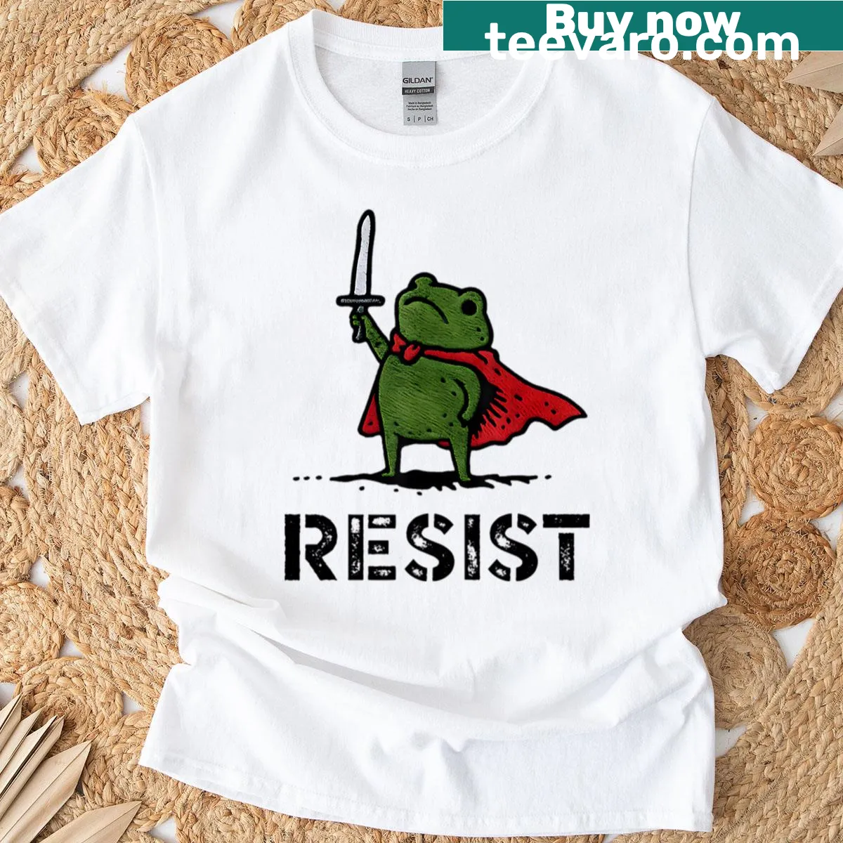 Silhouette frog design T-shirt symbolizing resistance — on a men's t-shirt